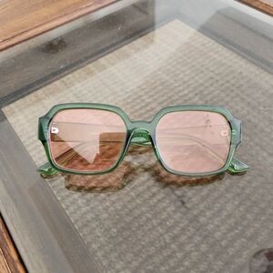 Green Sunglasses with Pink Lenses